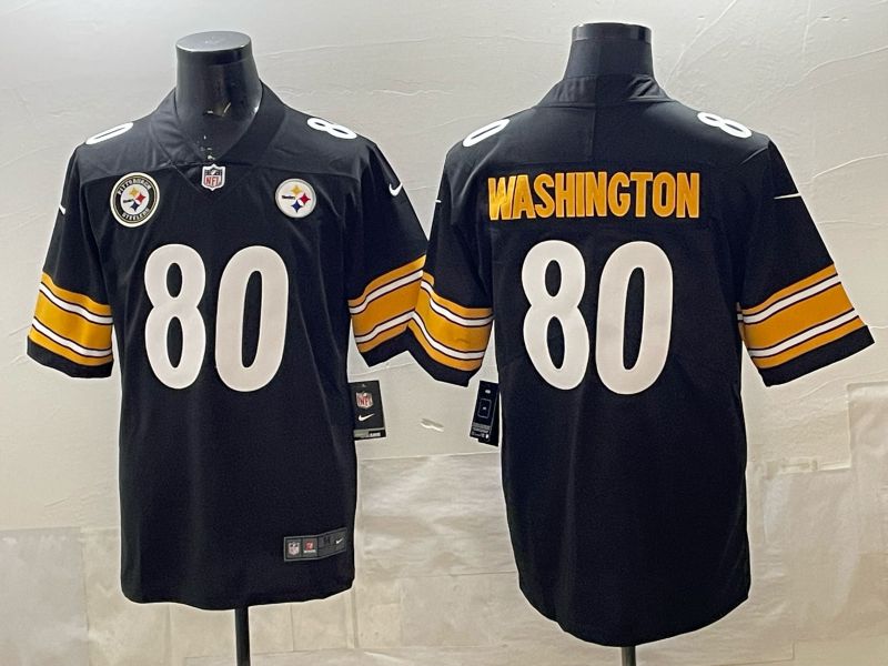 Men 2026 Pittsburgh Steelers #80 Washington Black Nike Limited NFL Jersey 03->pittsburgh steelers->NFL Jersey